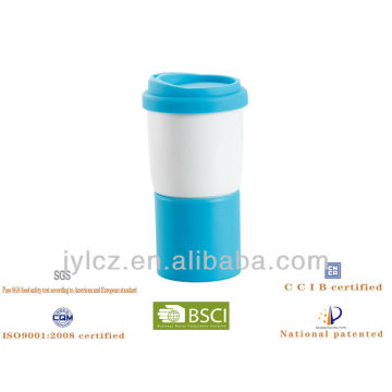 14oz silicone lid and base white coffee mug